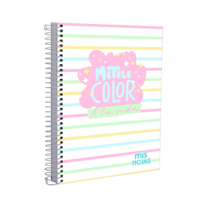 Cuaderno Mis Hojas Pastel 16x21 c/esp 100h raya