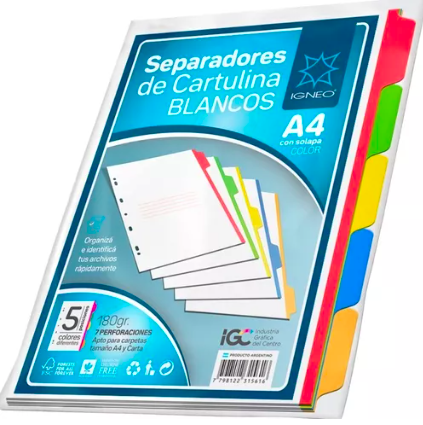 SEPARADOR A4 IGNEO. 11840 5 P. COL