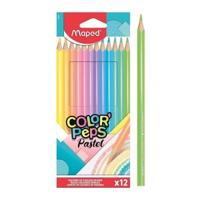 Lapices de colores Maped largos x 12 Pastel 832069