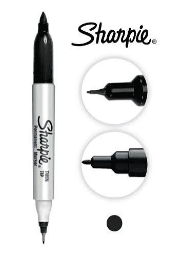 MARCADOR SHARPIE TWIN TIP x 12 UNID. NEGRO