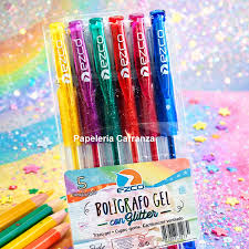 BOLIGRAFO EZCO GEL GLITTER x 5 U. SURTIDOS
