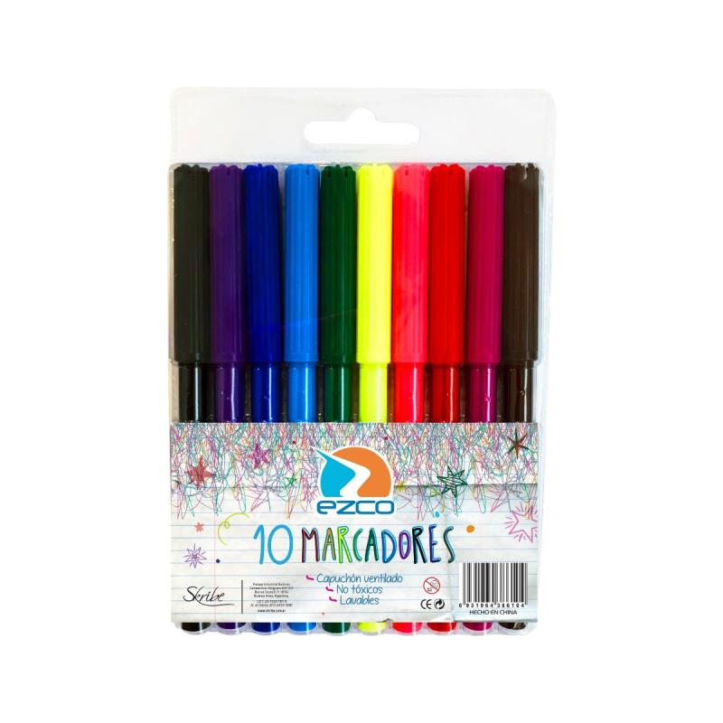 Marcadores Ezco economico x 10 colores
