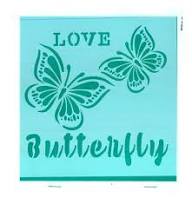 STENCIL EQARTE 15x15 CM Nro 933 LOVE MARIPOSAS