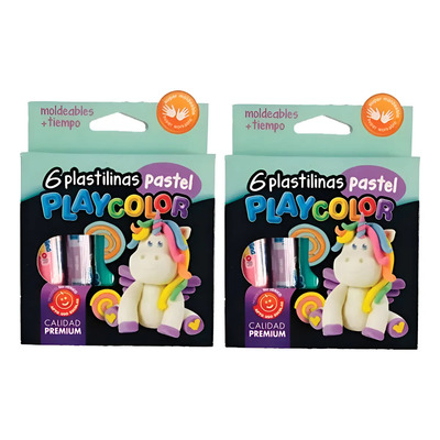 PLASTILINA PLAYCOLOR CAJA x6 BARRAS PASTEL SURTIDAS
