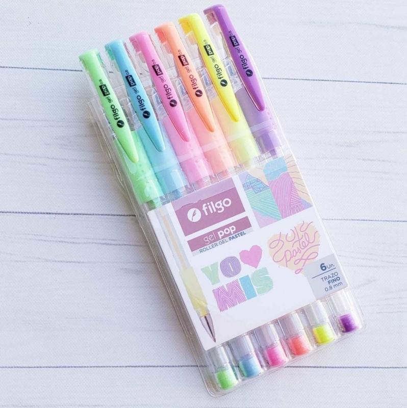 BOLIGRAFO FILGO GEL POP PASTEL x 6 U. SURTIDO (GP8-E6-PAS)
