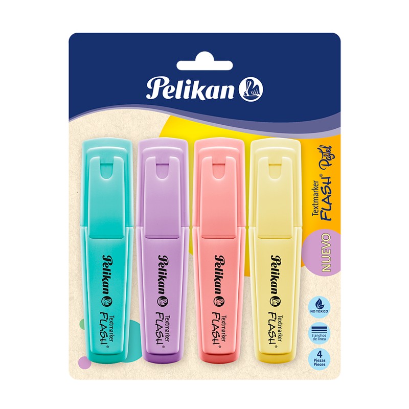 RESALTADOR PELIKAN FLASH PASTEL BLISTER x 4 u. SURTIDO
