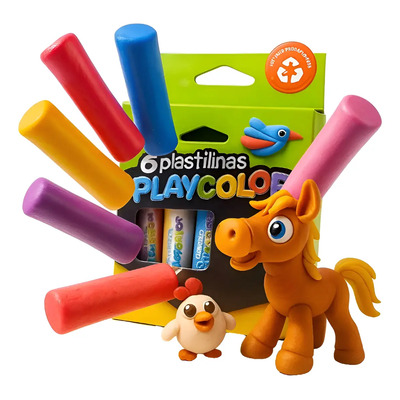 PLASTILINA PLAYCOLOR CAJA x6 BARRAS SURTIDAS
