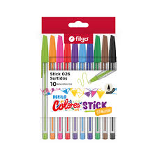 BOLIGRAFO FILGO STICK 026 1.0mm x 10 U. COLOR SURT.