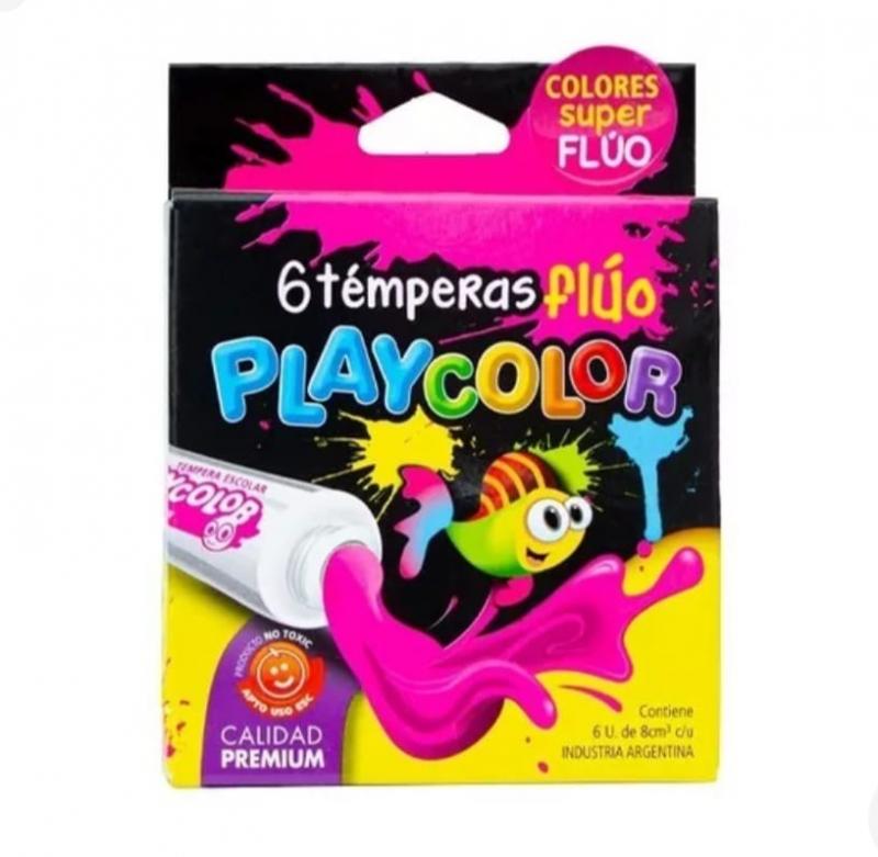 TEMPERA PLAYCOLOR POMO 8ML x 6 U. FLUO SURTIDAS
