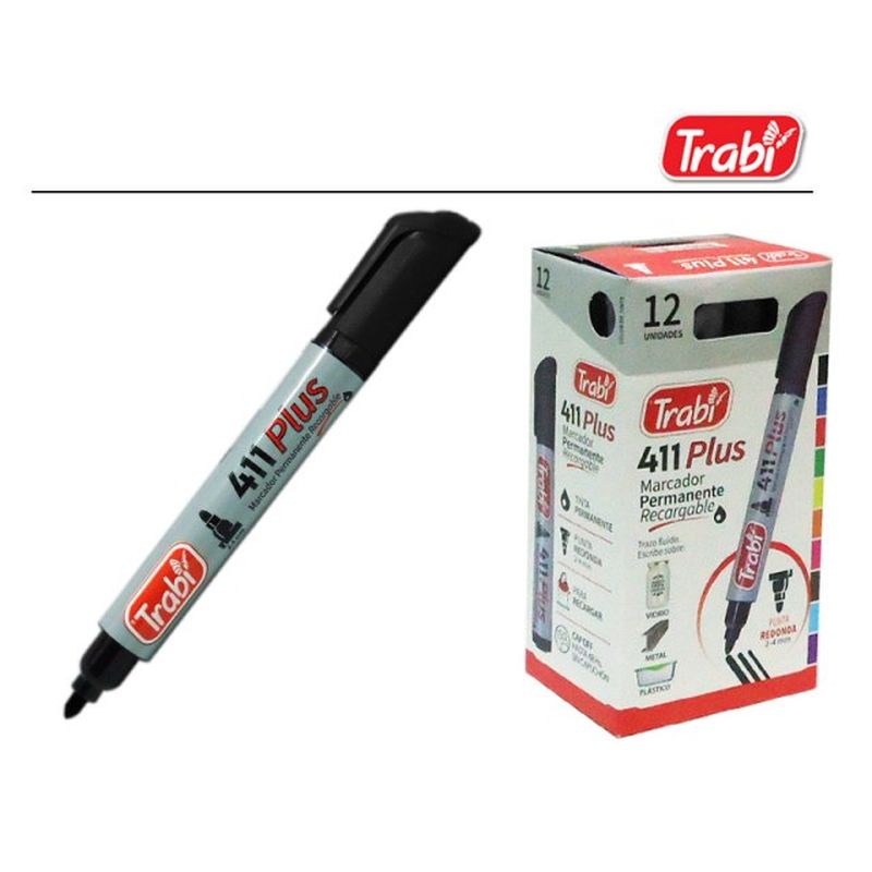 MARCADOR TRABI 411 NEGRO PERMA P/RED