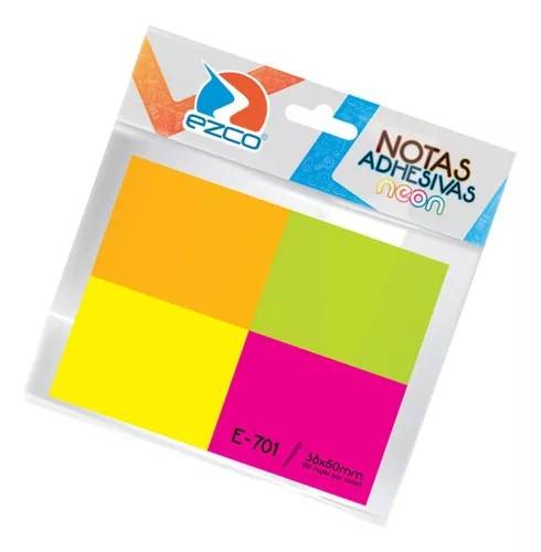 Block de notas Ezco adhesivas fluo blister 4 block 38x50