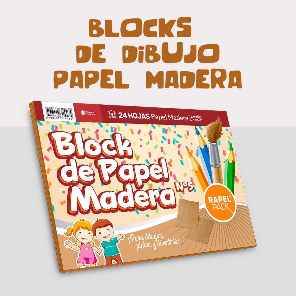 Block Garabatos papel madera 80gr x 24 hjs