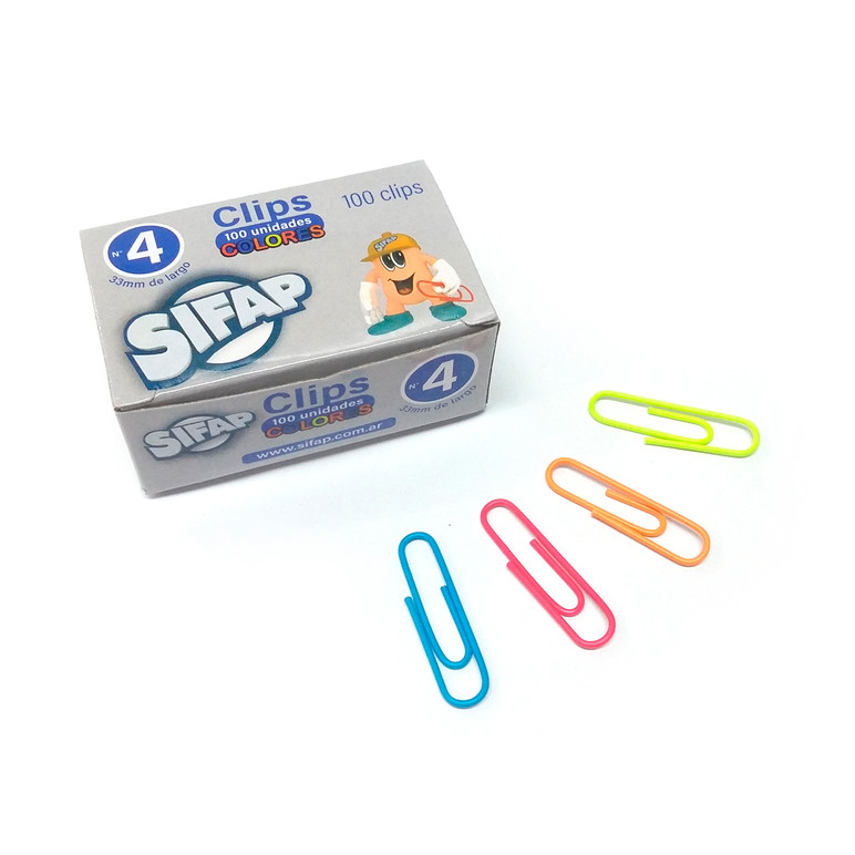 Clips Sifap forrado color N° 4 x 100 un