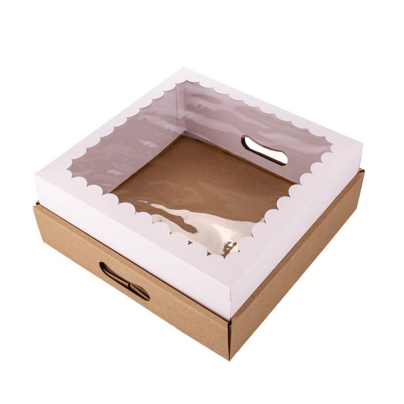 Caja desayuno blanca mediana con visor 30x25x12