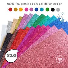 Cartulina Glitter 35x50 color 250g paq x 10 un