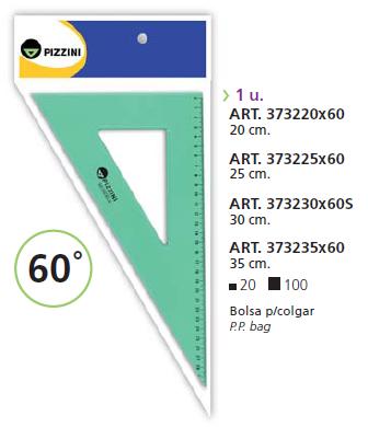 Escuadra Pizzini estudio biselada 20 cm x 60º