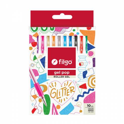 Boligrafo Filgo Pop Glitter x 10 un en estuche