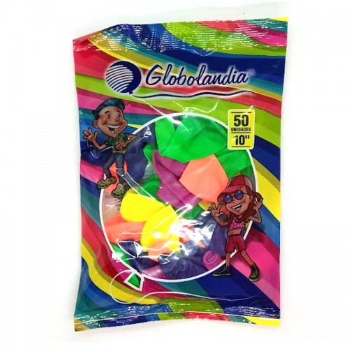 Globos Globolandia color surtido 10"  x 50u