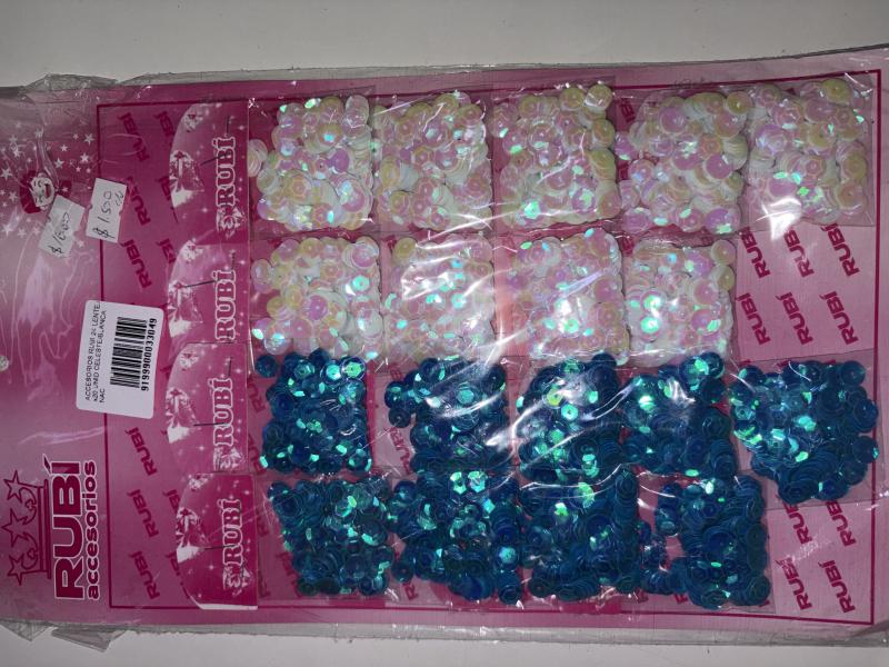 Imagen ilustrativa de ACCESORIOS RUBI 24 LENTEJ. x20 UNID CELESTE/BLANCA NAC
