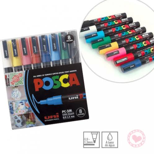 Imagen ilustrativa de MARCADOR UNI POSCA PC-3M P. MED. x 8 UNID.
