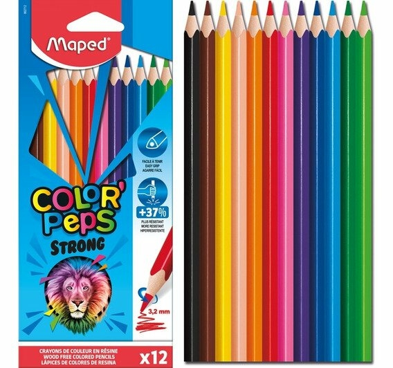 Lapices de colores Maped largos x 12 Strong 862712