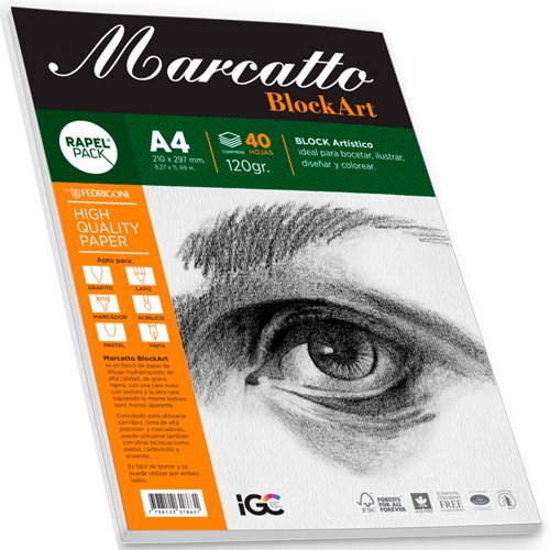 Block Marcatto BlockArt A4 120 gr p/acuarela 40hjs