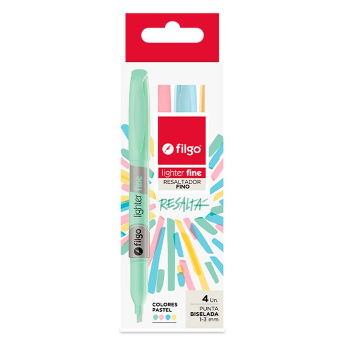 Resaltador Filgo lighter fine estuche x 4 pastel