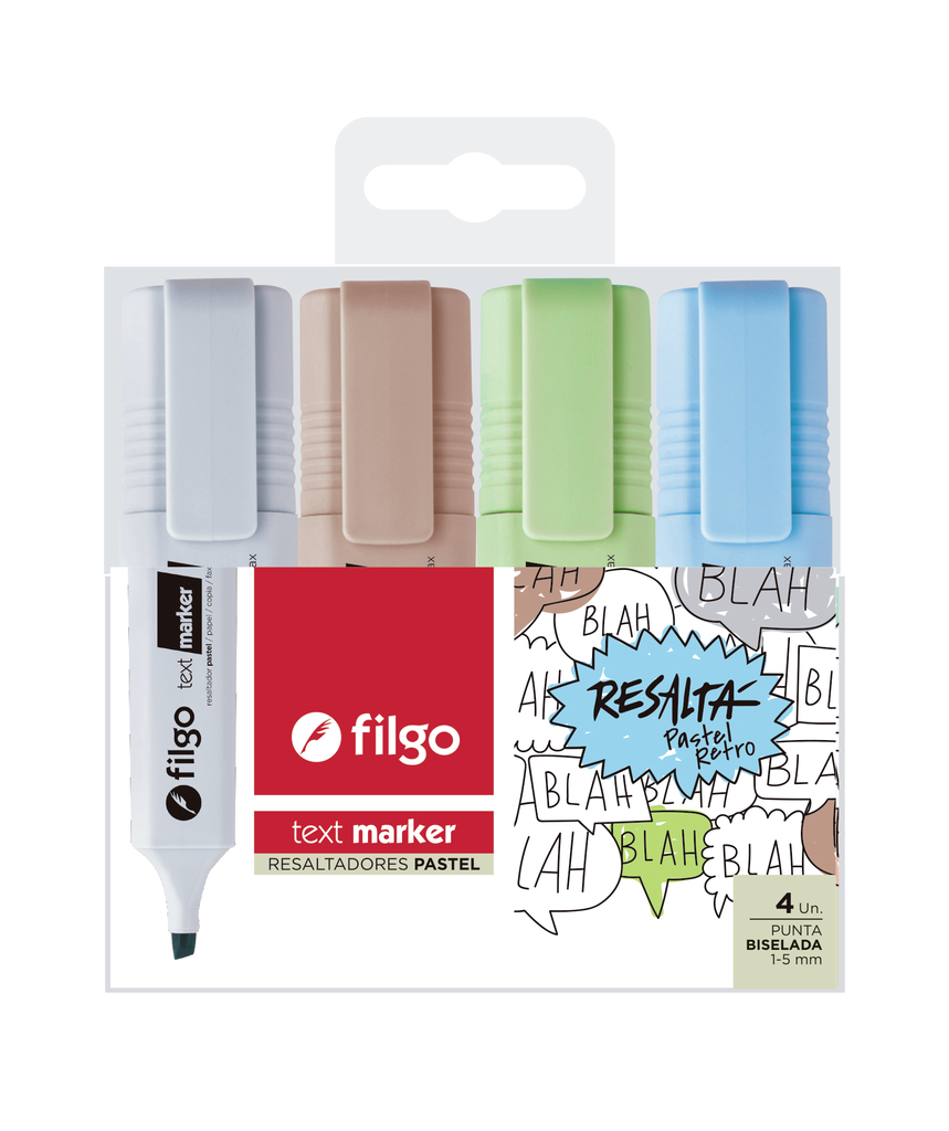 Resaltador Filgo lighter fine estuche x 4 pastel retro