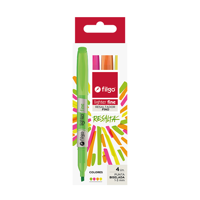 Resaltador Filgo lighter fine estuche x 4 fluo