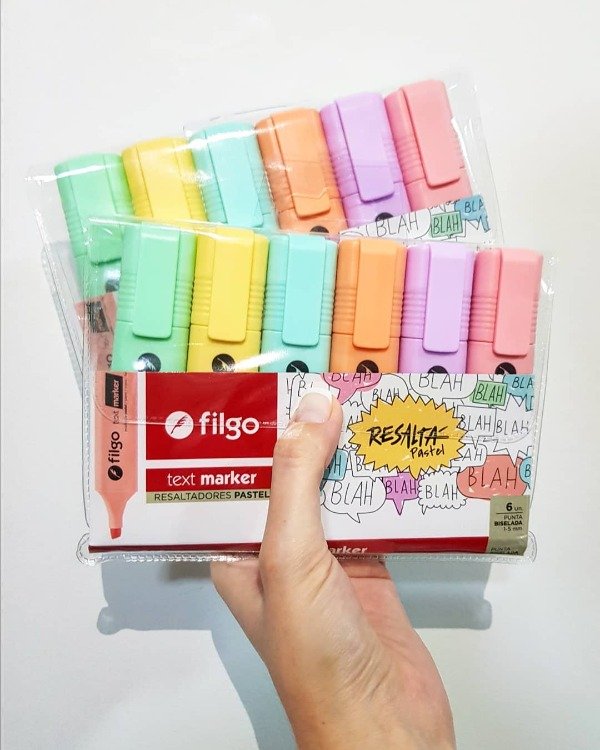 Resaltador Filgo text marker pastel estuche x 6 un