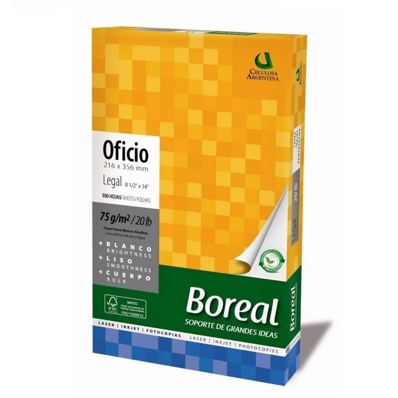 Resma Oficio Boreal 75 gr x 500 hjs