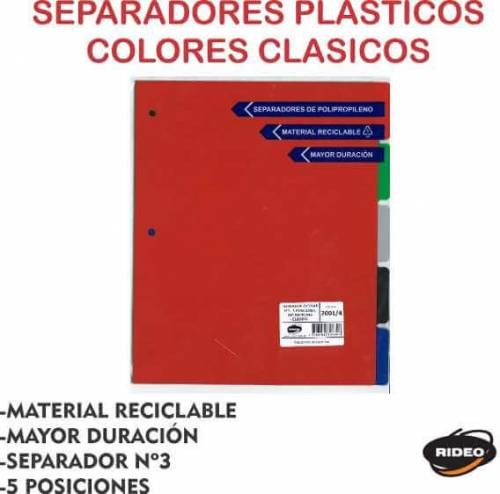 Separador de Materias Rideo Nº3 clásico x5 pp