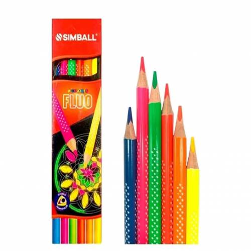 Lapices de colores x 6 Fluo largos