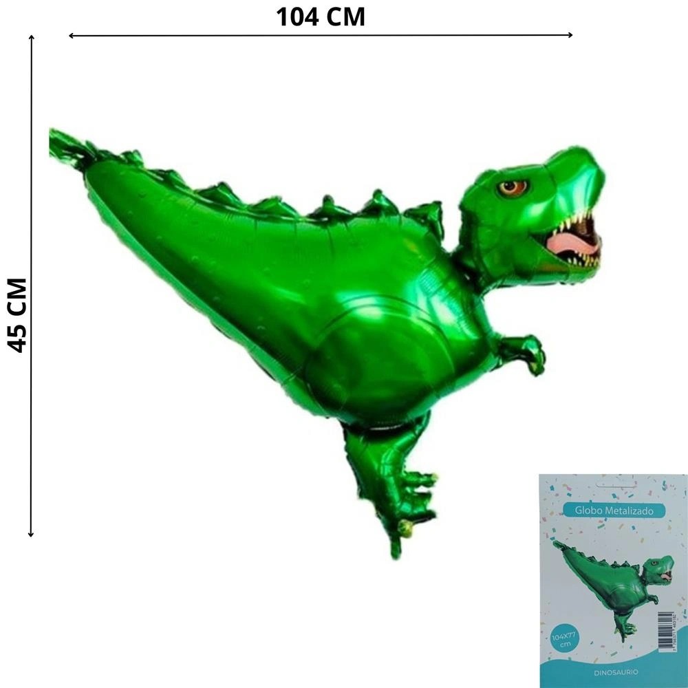 GLOBO MYLAR DINOSAURIO VERDE GRANDE 104x77cm