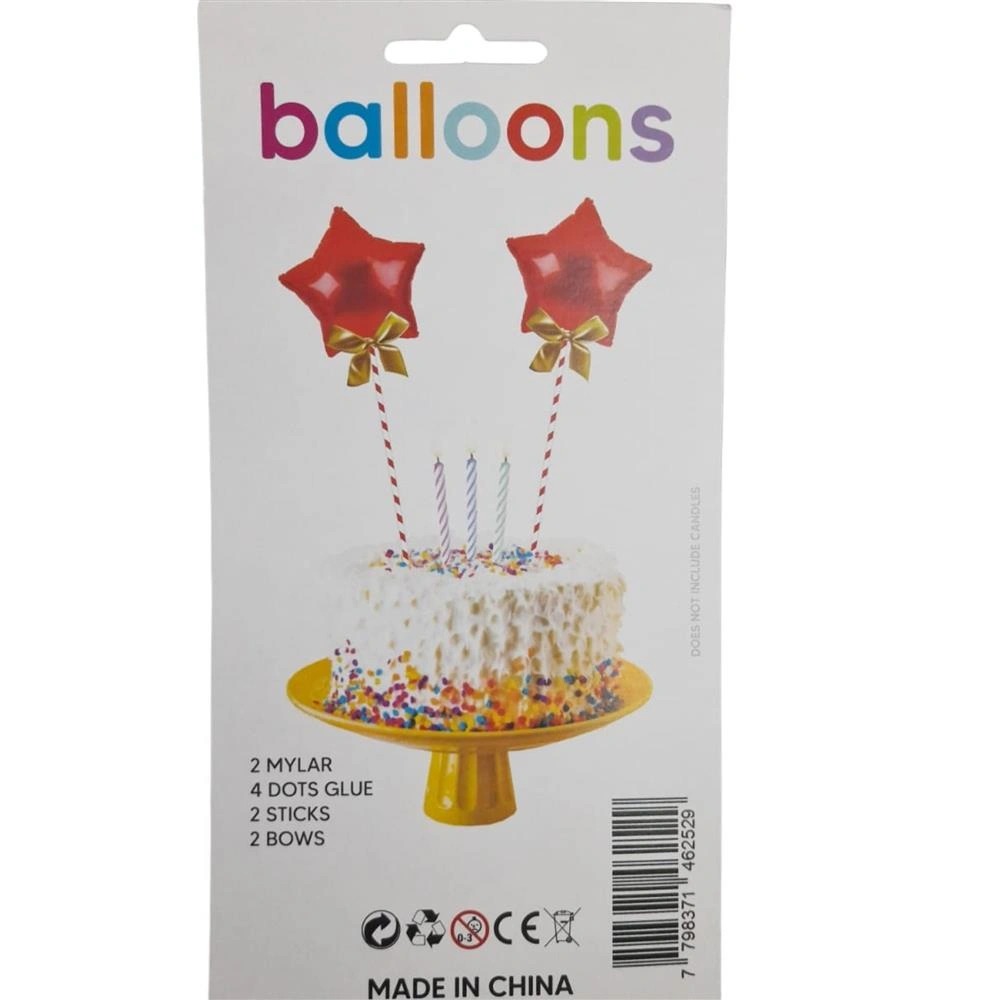 TOPPER PARA TORTA GLOBO DUO ESTRELLAS ROJAS X1