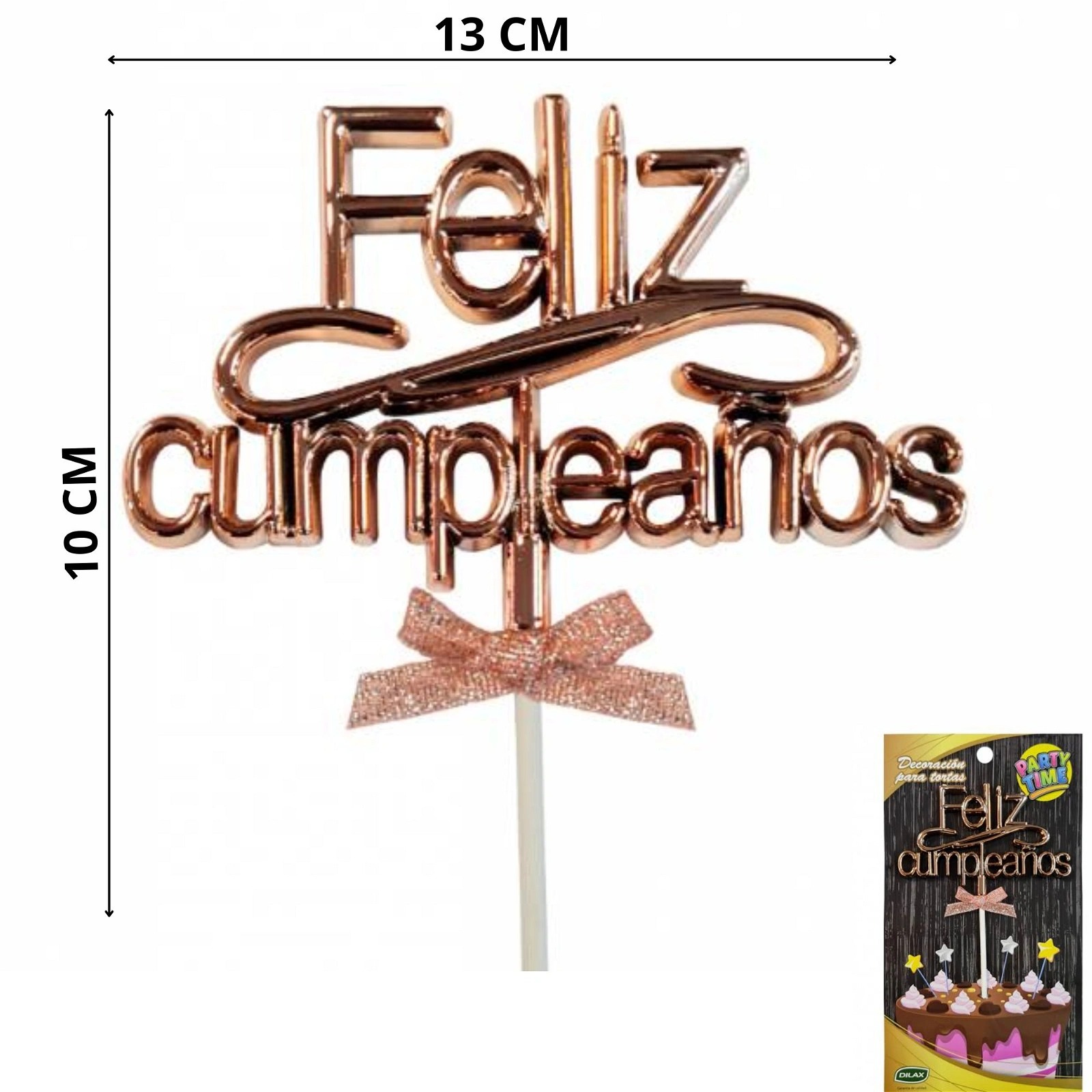 TOPPER PARA TORTA FELIZ CUMPLEAÑOS X1 ROSA GOLD