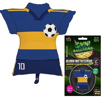 GLOBO METALIZADO 24" CAMISETA FUTBOL AZUL Y AMARILLO