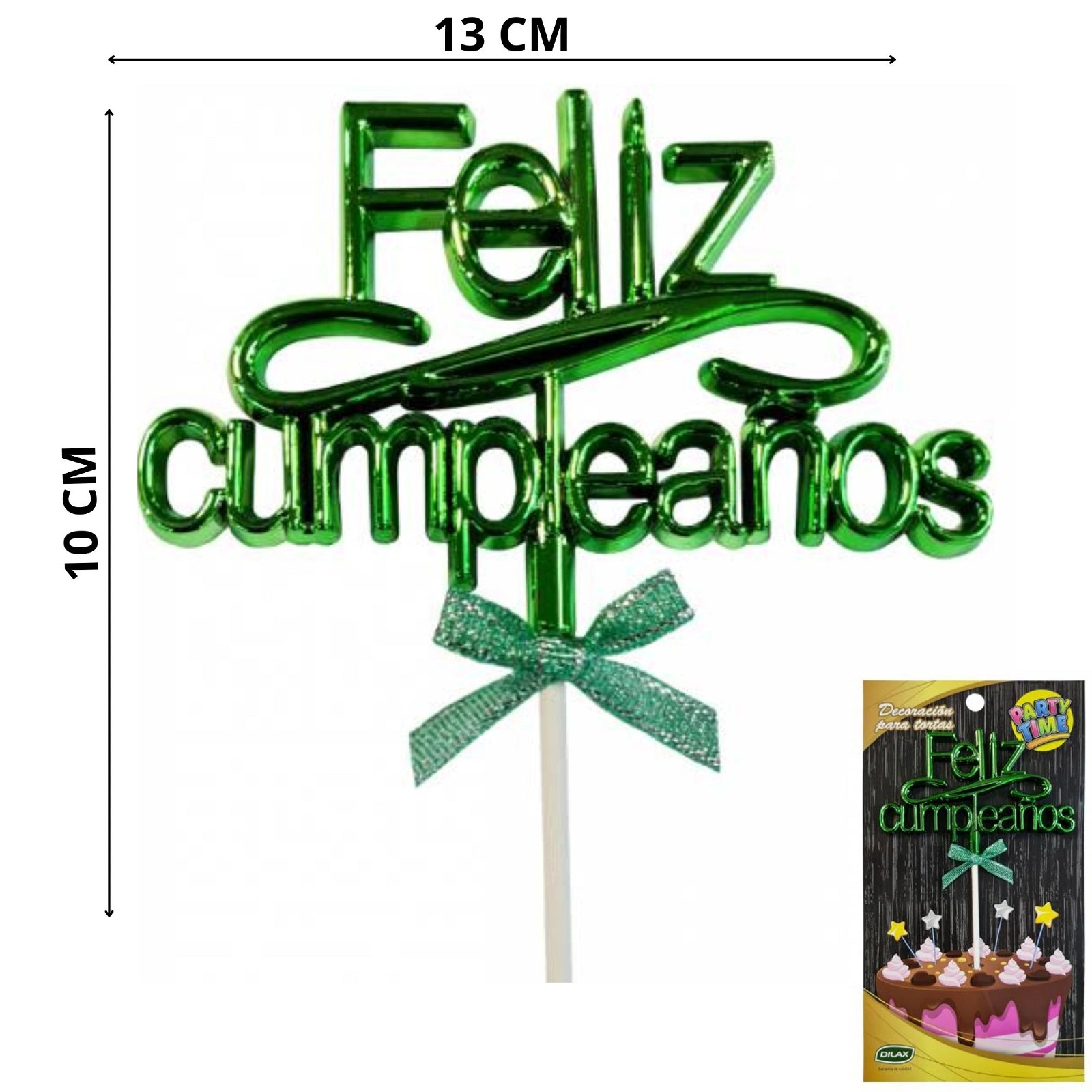 TOPPER PARA TORTA FELIZ CUMPLEAÑOS X1 VERDE