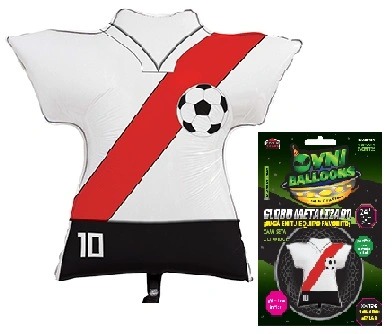 GLOBO METALIZADO 24" CAMISETA FUTBOL BLANCO Y ROJO