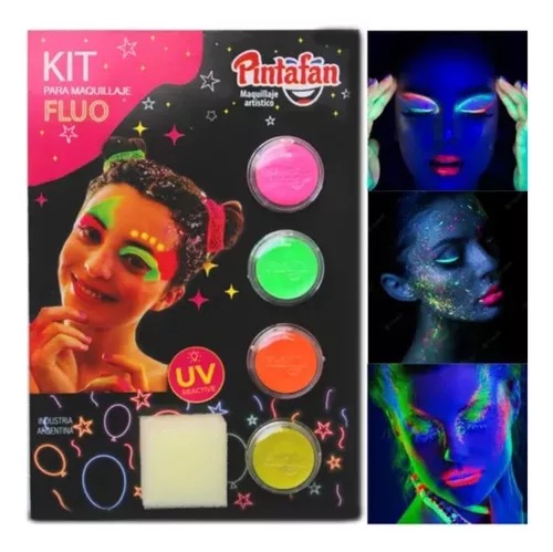 MAQUILLAJE X4 (2GRS C/U) FLUO CON ESPONJA