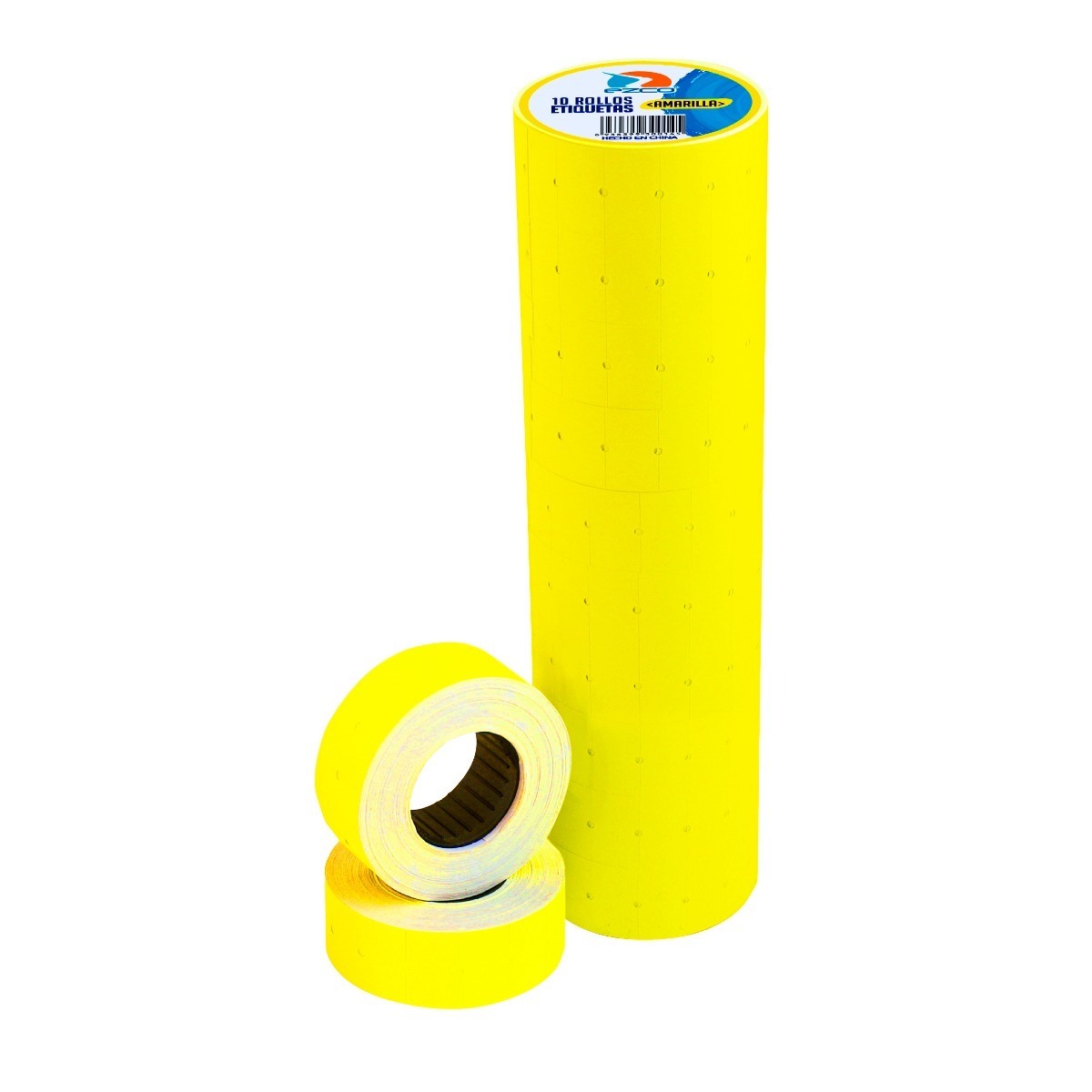 Etiquetas fluo amarillo tubo x 10 rollos p/precios