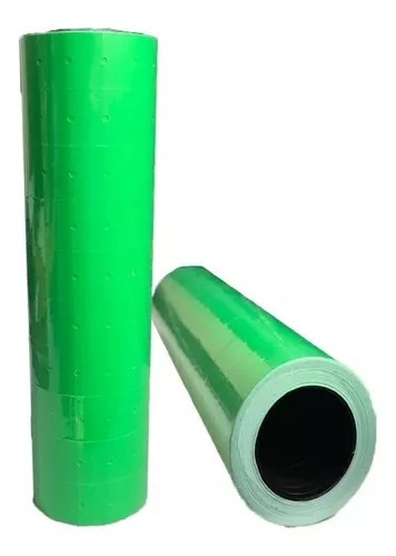 Etiquetas fluo verde tubo x 10 rollos p/precios