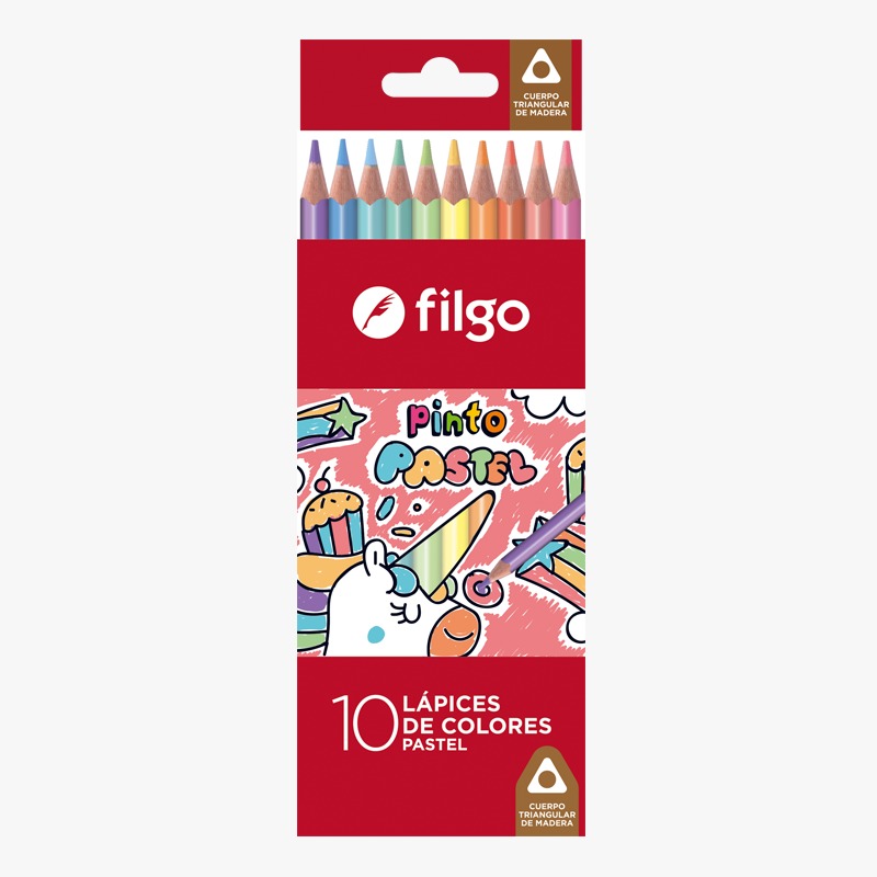 Lapices de colores Filgo madera x 10 color pastel